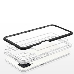 Skaidrus 3in1 dėklas Samsung Galaxy A22 4G gelio dangtelis su juodu rėmeliu