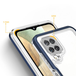 Skaidrus 3in1 dėklas, skirtas Samsung Galaxy A22 4G gelio dangtelis su mėlynu rėmeliu