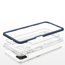 Skaidrus 3in1 dėklas, skirtas Samsung Galaxy A22 4G gelio dangtelis su mėlynu rėmeliu