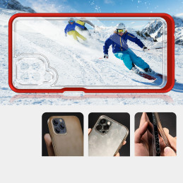 Skaidrus 3in1 dėklas Samsung Galaxy A22 4G gelio dangtelis su raudonu rėmeliu