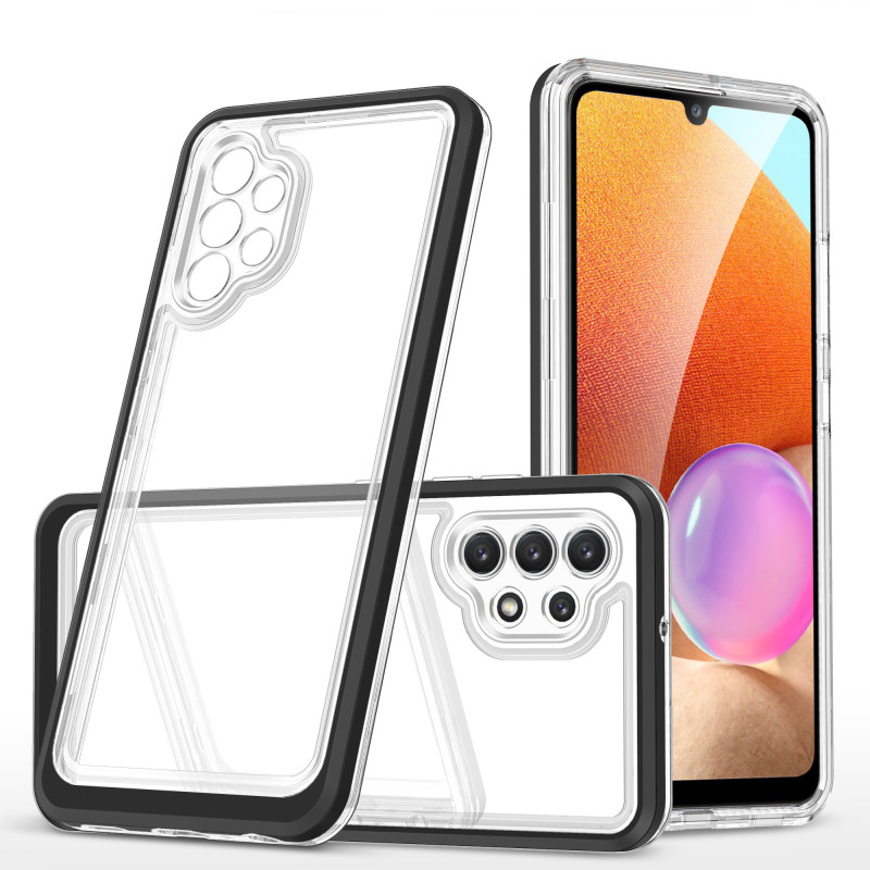 Skaidrus 3in1 dėklas, skirtas Samsung Galaxy A32 5G gelio dangtelis su juodu rėmeliu
