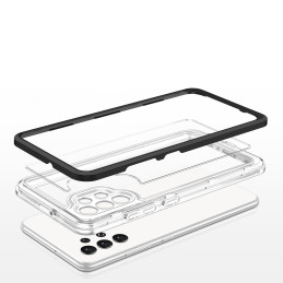 Skaidrus 3in1 dėklas, skirtas Samsung Galaxy A32 5G gelio dangtelis su juodu rėmeliu