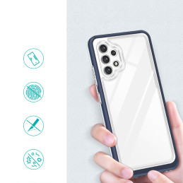 Skaidrus 3in1 dėklas, skirtas Samsung Galaxy A32 5G gelio dangtelis su mėlynu rėmeliu