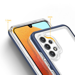 Skaidrus 3in1 dėklas, skirtas Samsung Galaxy A32 5G gelio dangtelis su mėlynu rėmeliu