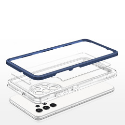 Skaidrus 3in1 dėklas, skirtas Samsung Galaxy A32 5G gelio dangtelis su mėlynu rėmeliu