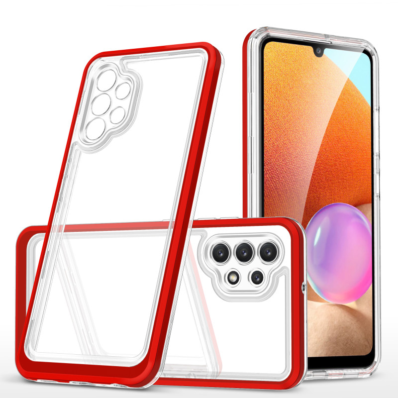 Skaidrus 3in1 dėklas, skirtas Samsung Galaxy A32 5G gelio dangtelis su raudonu rėmeliu