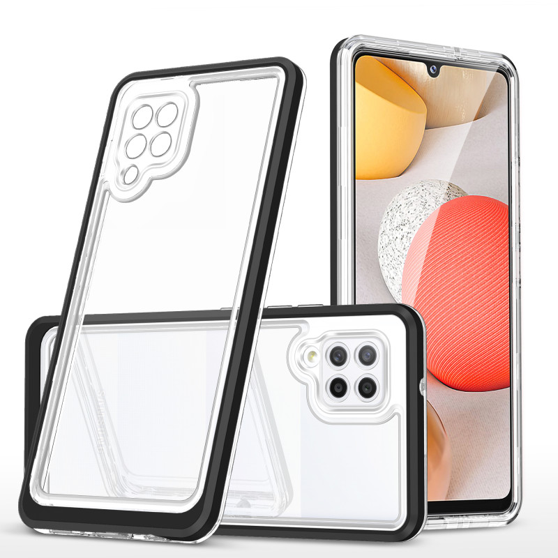 Skaidrus 3in1 dėklas, skirtas Samsung Galaxy A42 5G gelio dangtelis su juodu rėmeliu