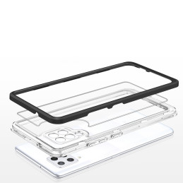 Skaidrus 3in1 dėklas, skirtas Samsung Galaxy A42 5G gelio dangtelis su juodu rėmeliu