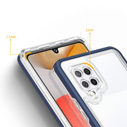 Skaidrus 3in1 dėklas, skirtas Samsung Galaxy A42 5G gelio dangtelis su mėlynu rėmeliu
