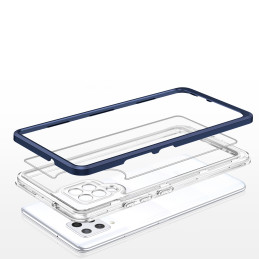 Skaidrus 3in1 dėklas, skirtas Samsung Galaxy A42 5G gelio dangtelis su mėlynu rėmeliu
