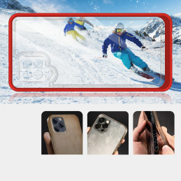 Skaidrus 3in1 dėklas, skirtas Samsung Galaxy A42 5G gelio dangtelis su raudonu rėmeliu