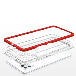 Skaidrus 3in1 dėklas, skirtas Samsung Galaxy A42 5G gelio dangtelis su raudonu rėmeliu