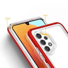 Skaidrus 3in1 dėklas Samsung Galaxy A72 4G gelio dangtelis su raudonu rėmeliu
