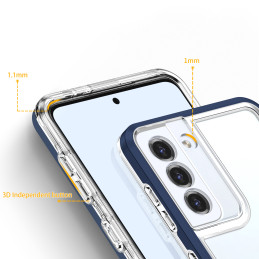 Skaidrus 3 viename dėklas, skirtas Samsung Galaxy S21+ 5G (S21 Plus 5G) gelio dangtelis su mėlynu rėmeliu
