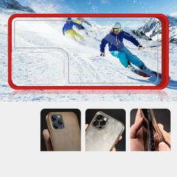 Skaidrus 3in1 dėklas, skirtas Samsung Galaxy S21 Ultra 5G gelio dangtelis su raudonu rėmeliu