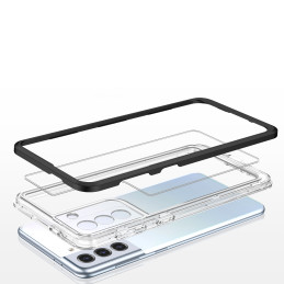 Skaidrus 3in1 dėklas, skirtas Samsung Galaxy S22+ (S22 Plus) gelio dangtelis su juodu rėmeliu