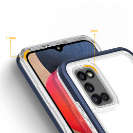Skaidrus 3in1 dėklas skirtas Samsung Galaxy A03s (166) gelio dangtelis su mėlynu rėmeliu