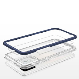 Skaidrus 3in1 dėklas skirtas Samsung Galaxy A03s (166) gelio dangtelis su mėlynu rėmeliu
