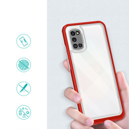 Skaidrus 3in1 dėklas skirtas Samsung Galaxy A03s (166) gelio dangtelis su raudonu rėmeliu