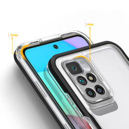 Skaidrus 3in1 dėklas skirtas Xiaomi Redmi 10 gelio dangtelis su rėmeliu, juodas