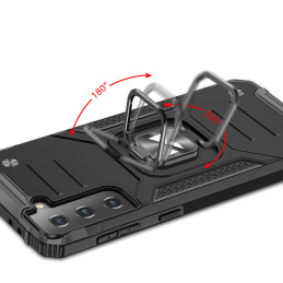 Wozinsky Ring Armor šarvuotas hibridinis korpuso dangtelis + magnetinis laikiklis Samsung Galaxy S22 juodas