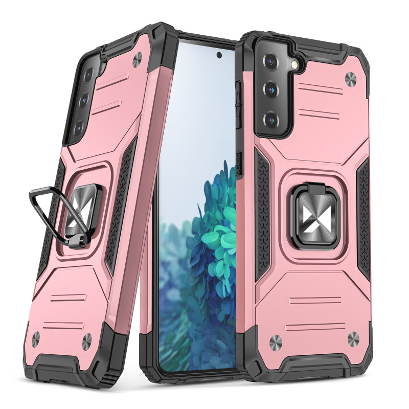 Wozinsky Ring Armor Armored Hybrid Case Cover + Magnetinis laikiklis, skirtas Samsung Galaxy S22+ (S22 Plus) rožinis