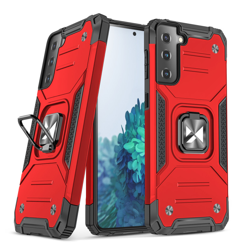 Wozinsky Ring Armor Armored Hybrid Case Cover + Magnetinis laikiklis, skirtas Samsung Galaxy S22+ (S22 Plus) raudonas