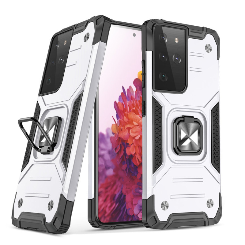 Wozinsky Ring Armor Armored Hybrid Case Cover + Magnetinis laikiklis, skirtas Samsung Galaxy S22 Ultra Silver