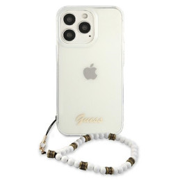 Guess White Pearl dėklas, skirtas iPhone 13 Pro / iPhone 13 - skaidrus