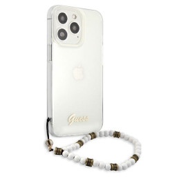 Guess White Pearl dėklas, skirtas iPhone 13 Pro / iPhone 13 - skaidrus