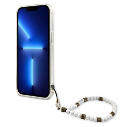 Guess White Pearl dėklas, skirtas iPhone 13 Pro / iPhone 13 - skaidrus