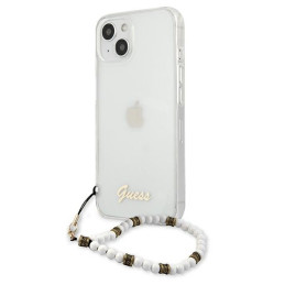 Guess White Pearl dėklas iPhone 13 - skaidrus