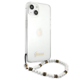 Guess White Pearl dėklas iPhone 13 - skaidrus