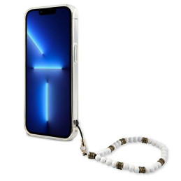 Guess White Pearl dėklas iPhone 13 - skaidrus