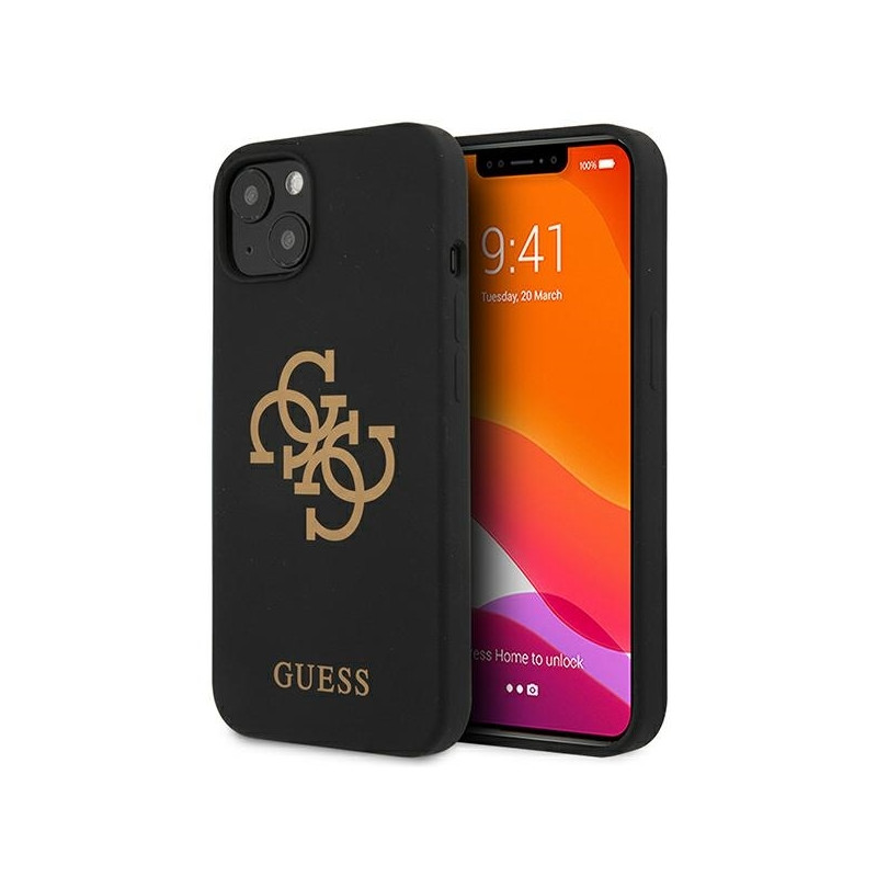 Guess Silicone 4G Logo dėklas iPhone 13 mini - juodas