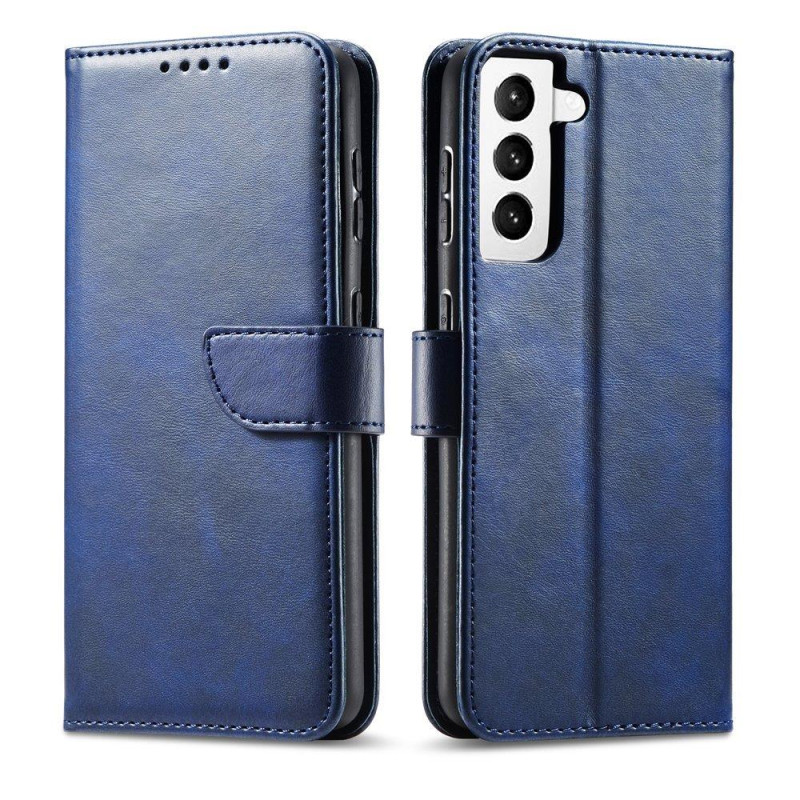 Magnet Case elegantiškas dėklas su atvartu ir stovo funkcija, skirta Samsung Galaxy S22 Ultra blue