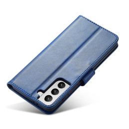 Magnet Case elegantiškas dėklas su atvartu ir stovo funkcija, skirta Samsung Galaxy S22 Ultra blue