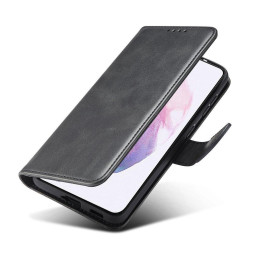 Magnet Case elegantiškas dėklas su atvartu ir stovo funkcija, skirta Samsung Galaxy S22+ (S22 Plus) juoda
