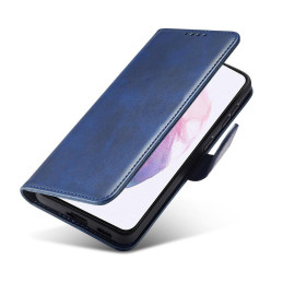 Magnet Case elegantiškas dėklas su atvartu ir stovo funkcija, skirta Samsung Galaxy S22+ (S22 Plus) mėlyna