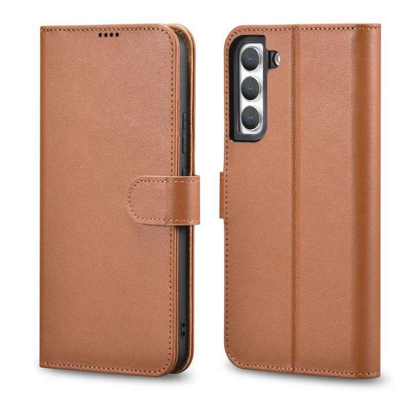 iCarer Haitang odinis piniginės dėklas, odinis dėklas, skirtas Samsung Galaxy S22+ (S22 Plus) piniginės dangtelis rudas ...