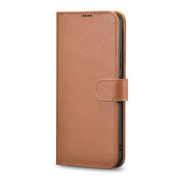 iCarer Haitang odinis piniginės dėklas, odinis dėklas, skirtas Samsung Galaxy S22+ (S22 Plus) piniginės dangtelis rudas ...