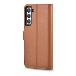 iCarer Haitang odinis piniginės dėklas, odinis dėklas, skirtas Samsung Galaxy S22+ (S22 Plus) piniginės dangtelis rudas ...