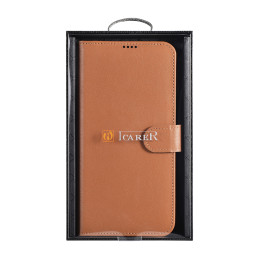 iCarer Haitang odinis piniginės dėklas, odinis dėklas, skirtas Samsung Galaxy S22+ (S22 Plus) piniginės dangtelis rudas ...