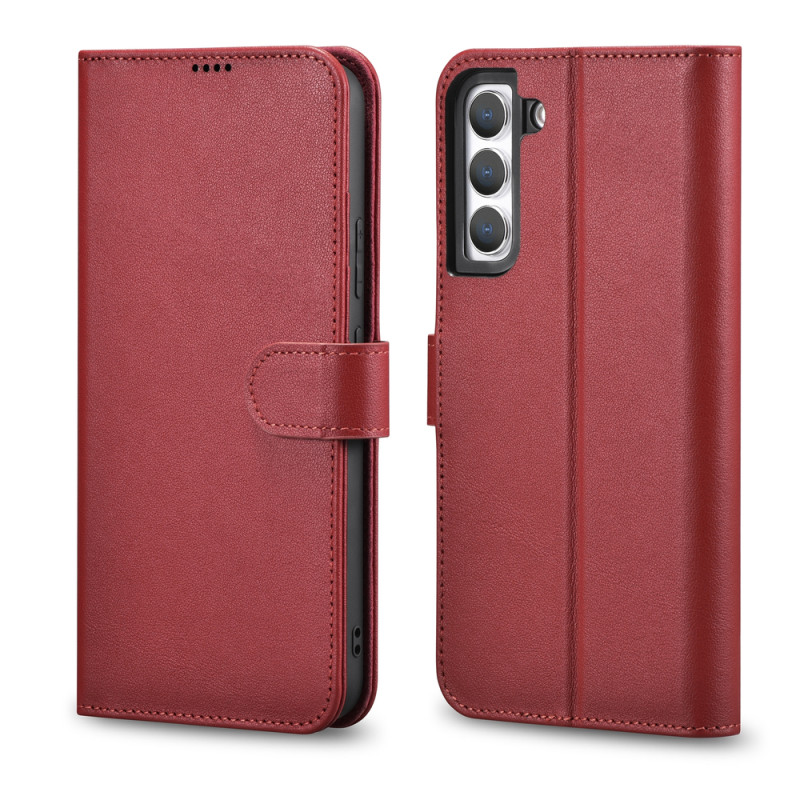 iCarer Haitang odinis piniginės dėklas Odinis dėklas, skirtas Samsung Galaxy S22+ (S22 Plus) piniginės dangtelis raudona...