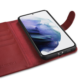 iCarer Haitang odinis piniginės dėklas Odinis dėklas, skirtas Samsung Galaxy S22+ (S22 Plus) piniginės dangtelis raudona...