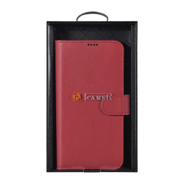 iCarer Haitang odinis piniginės dėklas Odinis dėklas, skirtas Samsung Galaxy S22+ (S22 Plus) piniginės dangtelis raudona...