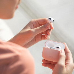 Uniq Lino silikoninis dėklas, skirtas AirPods 3 - rožinis