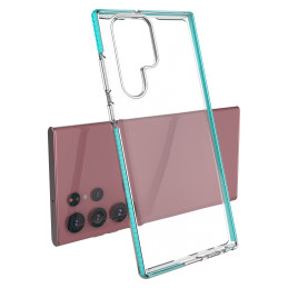 Spring Case gelio dėklas su spalvingu rėmeliu, skirtas Samsung Galaxy S22 Ultra šviesiai rožinės spalvos