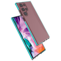 Spring Case gelio dėklas su spalvingu rėmeliu, skirtas Samsung Galaxy S22 Ultra šviesiai rožinės spalvos