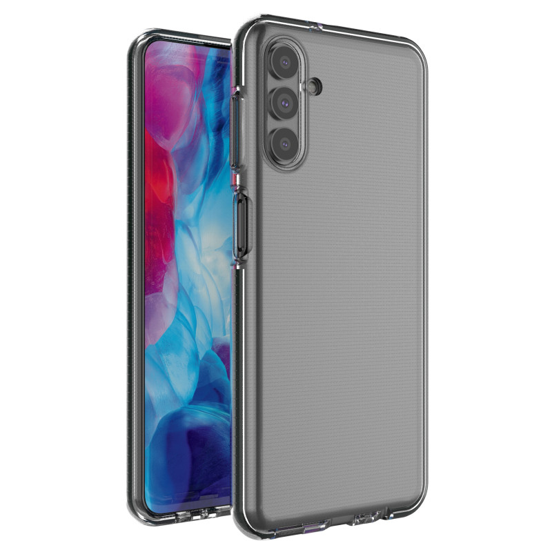 Spring Case padengtas gelio dėklas su spalvingu rėmeliu, skirtas Samsung Galaxy A13 5G juodas